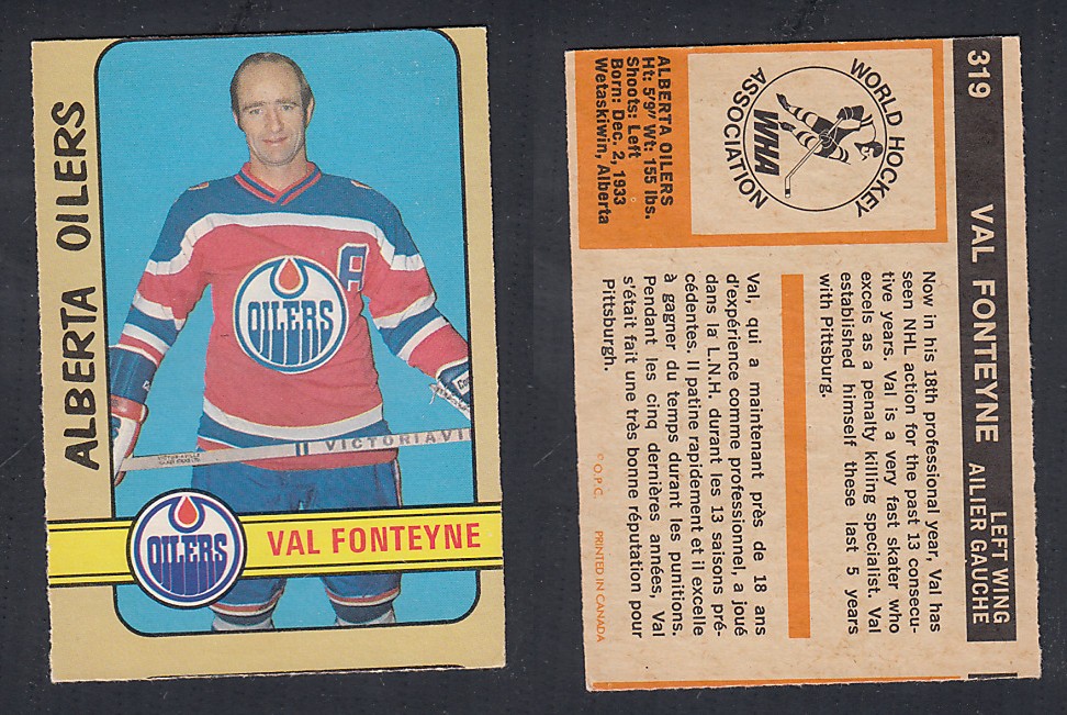 1972-73 O-PEE-CHEE HOCKEY CARD #319 V. FONTEYNE photo