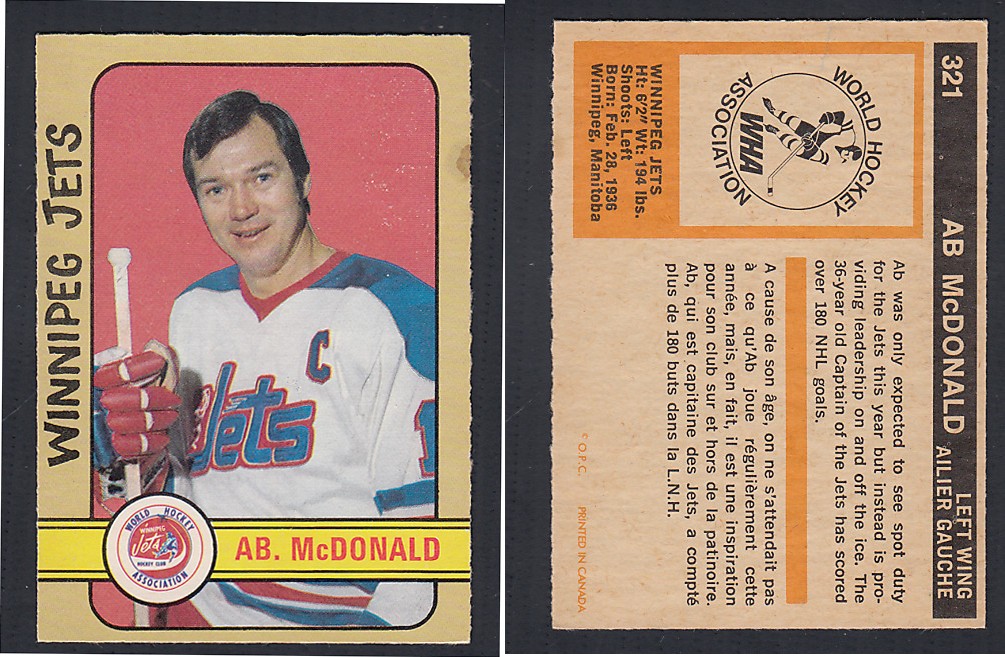 1972-73 O-PEE-CHEE HOCKEY CARD #321 A. MCDONALD photo 1972-73 O-PEE-CHEE HOCKEY CARD #321 A. MCDONALD photo