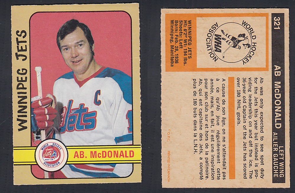 1972-73 O-PEE-CHEE HOCKEY CARD #321 A. MCDONALD photo 1972-73 O-PEE-CHEE HOCKEY CARD #321 A. MCDONALD photo