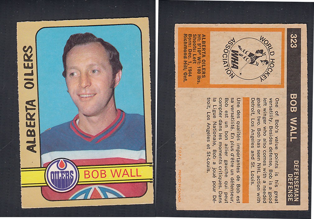 1972-73 O-PEE-CHEE HOCKEY CARD #323 B. WALL photo 1972-73 O-PEE-CHEE HOCKEY CARD #323 B. WALL photo