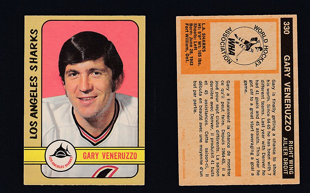1972-73 O-PEE-CHEE HOCKEY CARD #330 G. VENERUZZO photo 1972-73 O-PEE-CHEE HOCKEY CARD #330 G. VENERUZZO photo