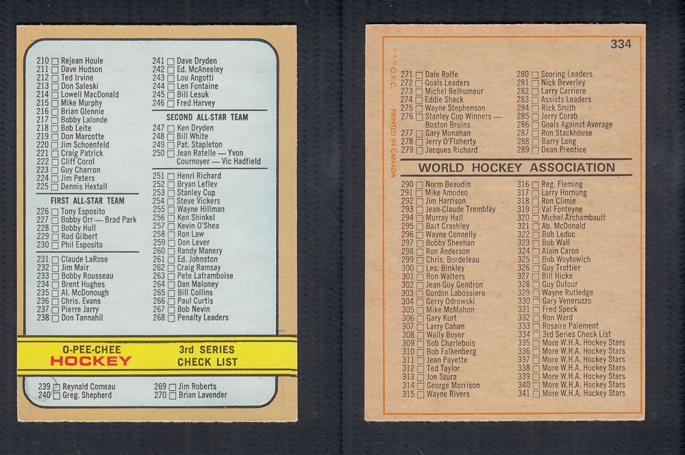 1972-73 O-PEE-CHEE HOCKEY CARD #334 photo