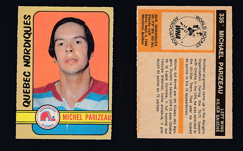 1972-73 O-PEE-CHEE HOCKEY CARD #335 M. PARIZEAU photo 1972-73 O-PEE-CHEE HOCKEY CARD #335 M. PARIZEAU photo