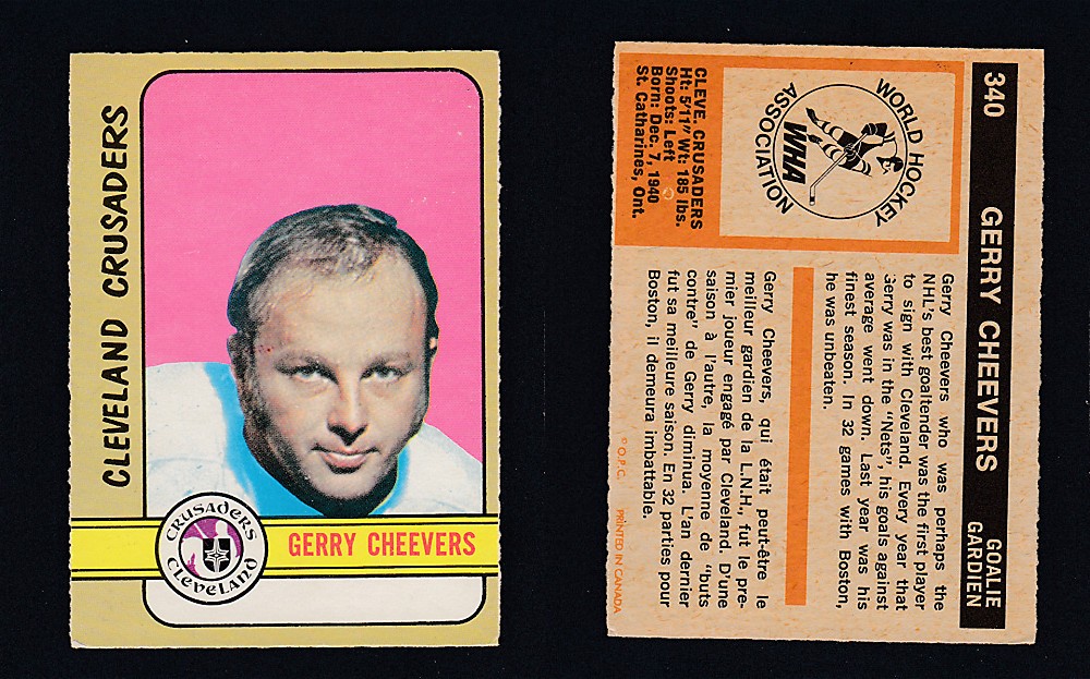 1972-73 O-PEE-CHEE HOCKEY CARD #340 G. CHEEVERS photo 1972-73 O-PEE-CHEE HOCKEY CARD #340 G. CHEEVERS photo