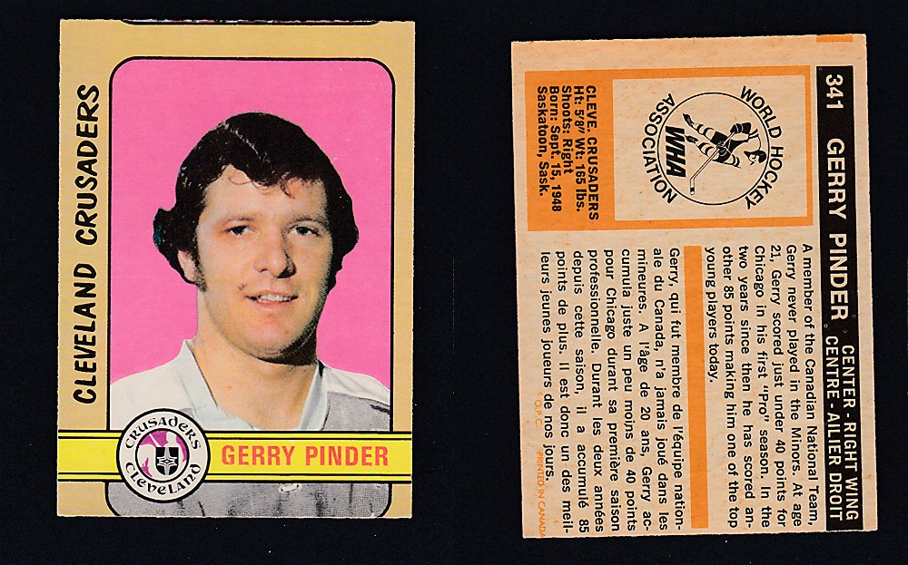 1972-73 O-PEE-CHEE HOCKEY CARD #341 G. PINDER photo