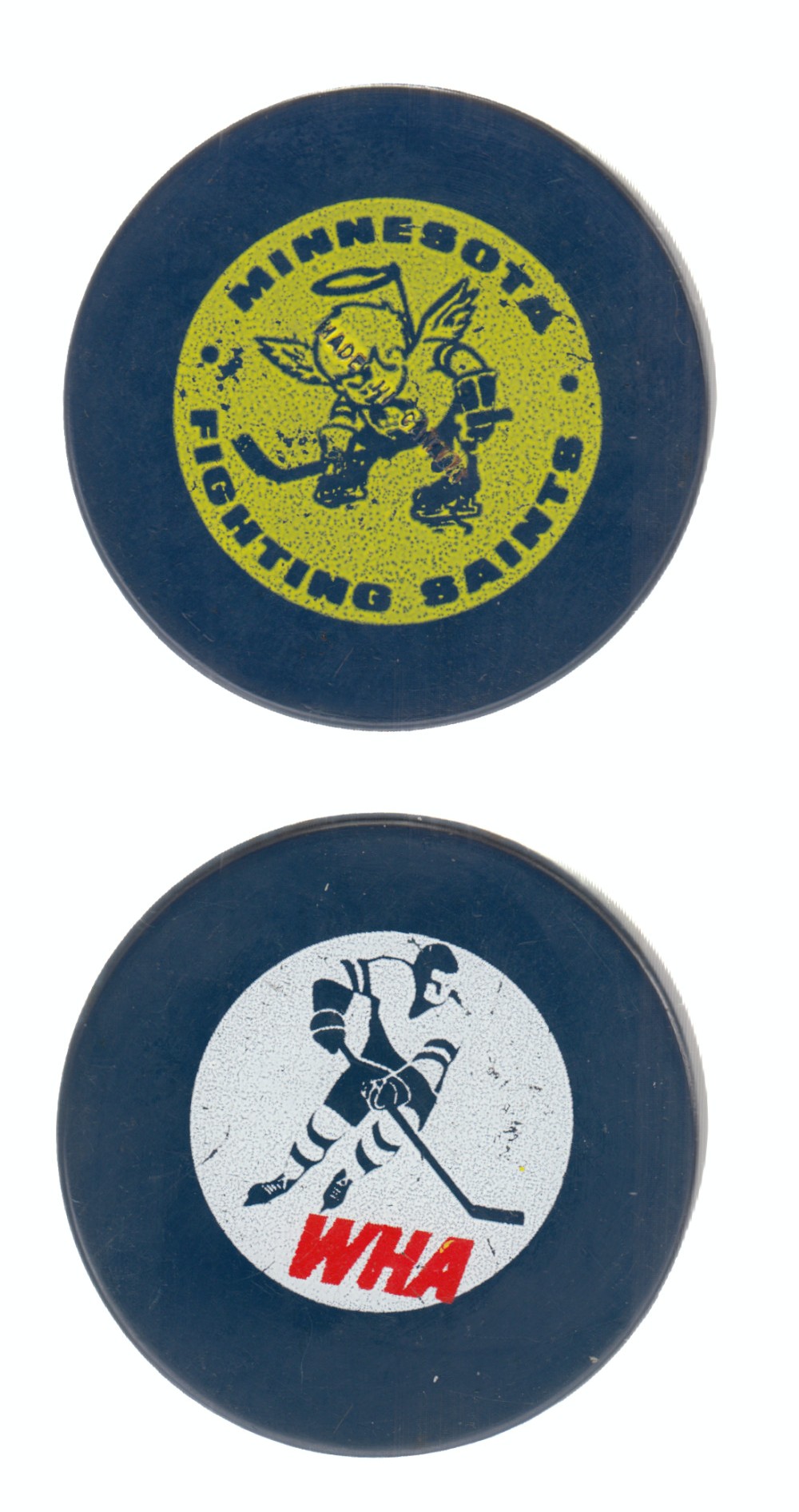 1972 BILTRITE B1 WHA MINNESOTA FIGHTING SAINTS GAME BLUE PUCK photo