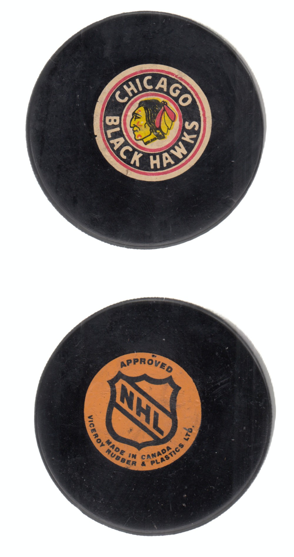 1975-83 VICEROY V3 CHICAGO BLACK HAWKS GAME PUCK photo 1975-83 VICEROY V3 CHICAGO BLACK HAWKS GAME PUCK photo