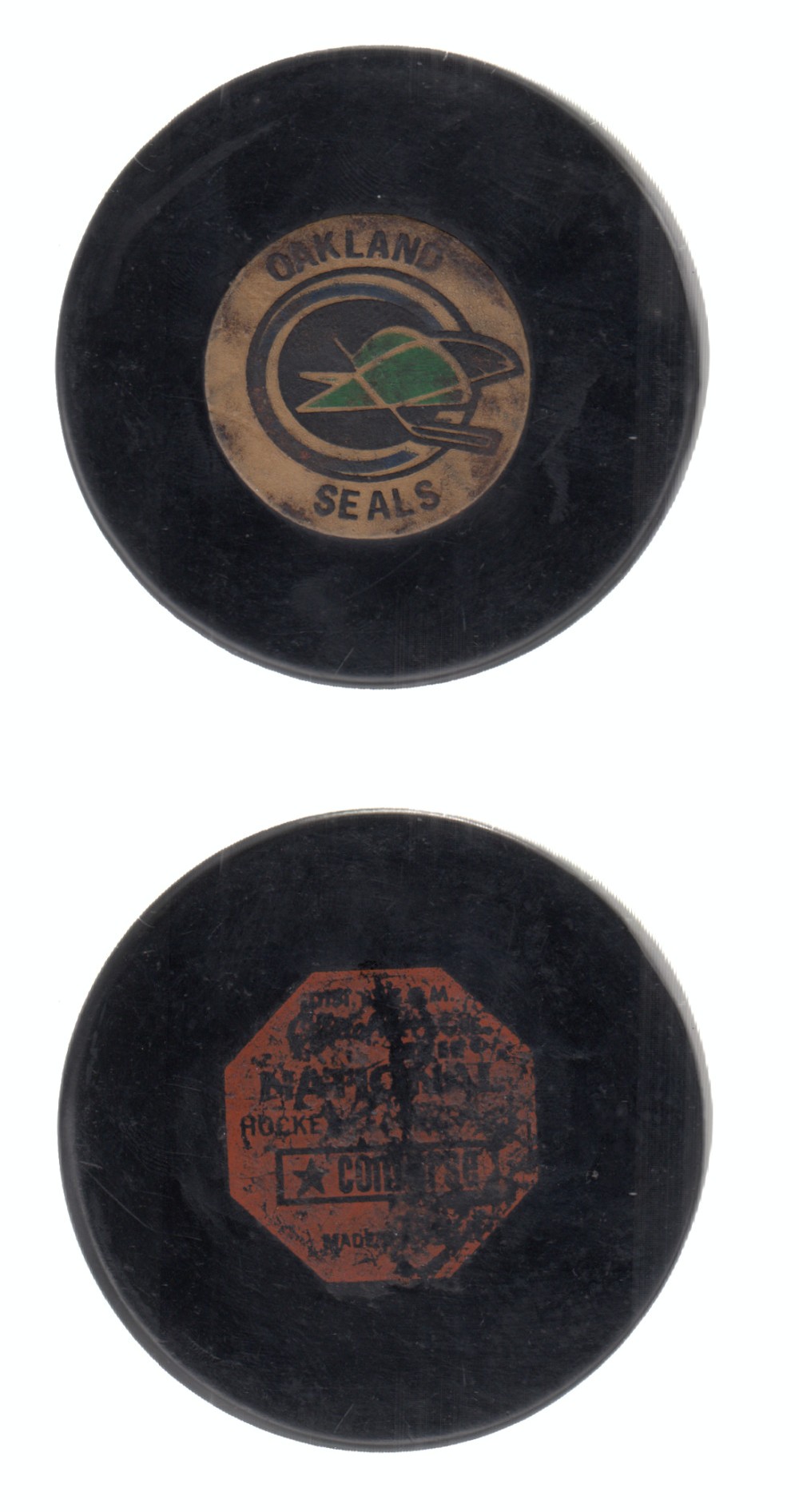 1970-77 CONVERSE OAKLAND SEALS GAME PUCK photo