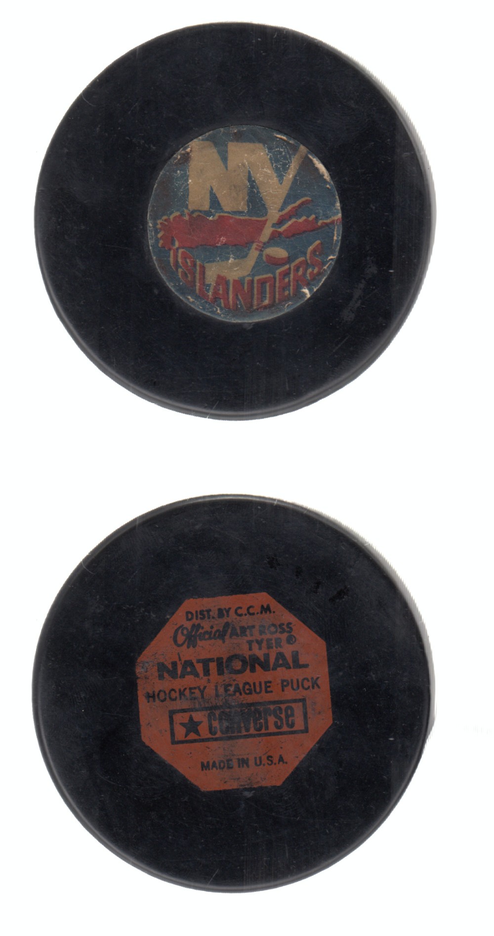 1970-77 CONVERSE NEW YORK ISLANDERS GAME PUCK photo