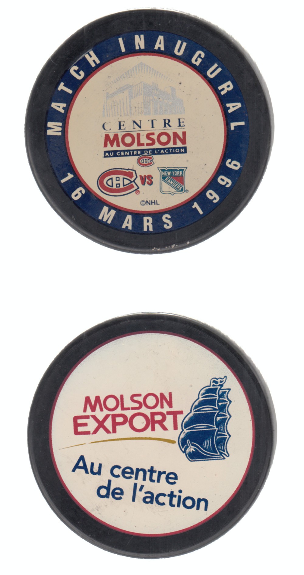 1996 MONTREAL CANADIENS INAUGURAL GAME PUCK photo