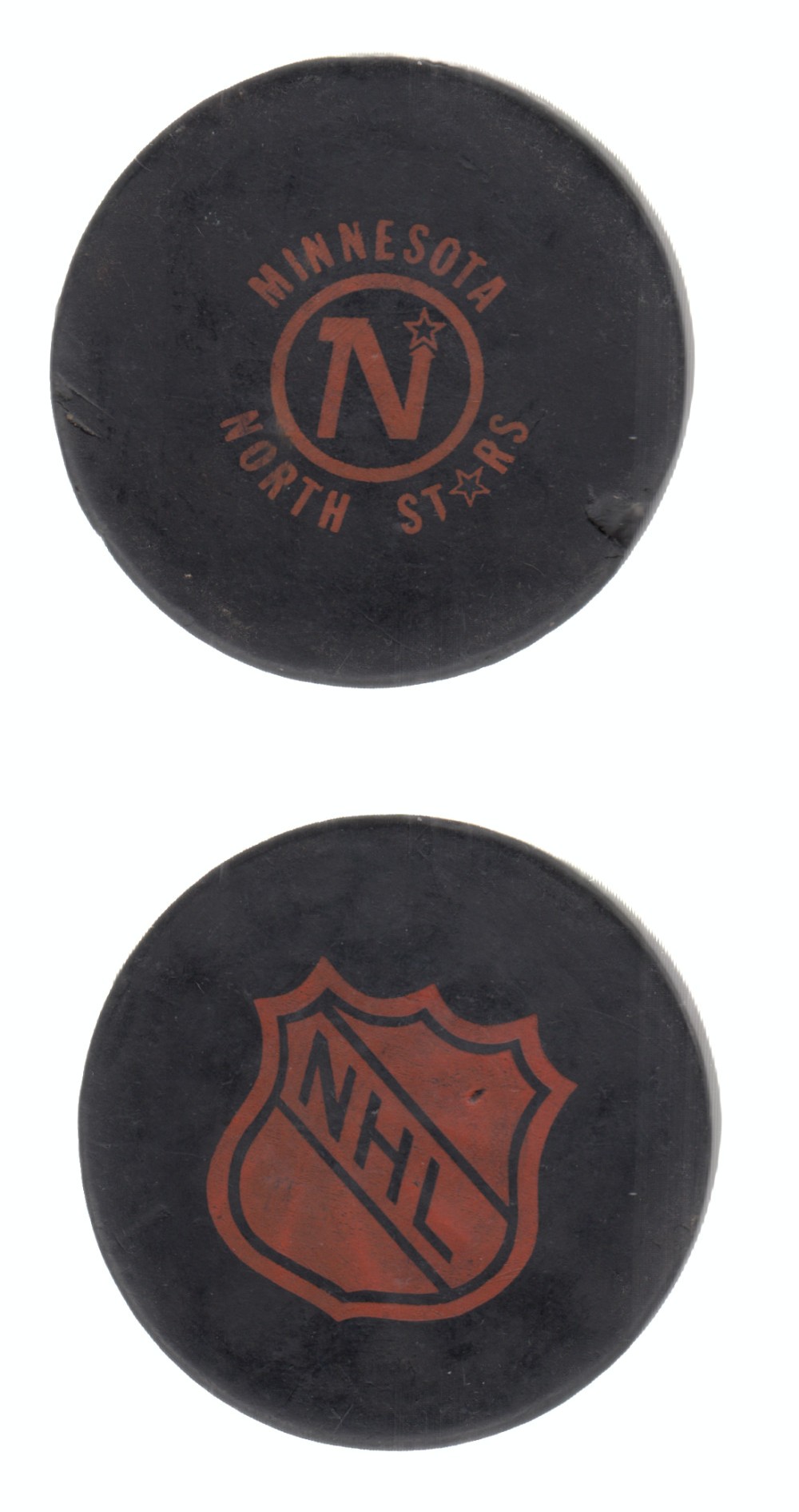 1970-73 CCM3 MINNESOTA NORTH STARS PRACTICE PUCK photo