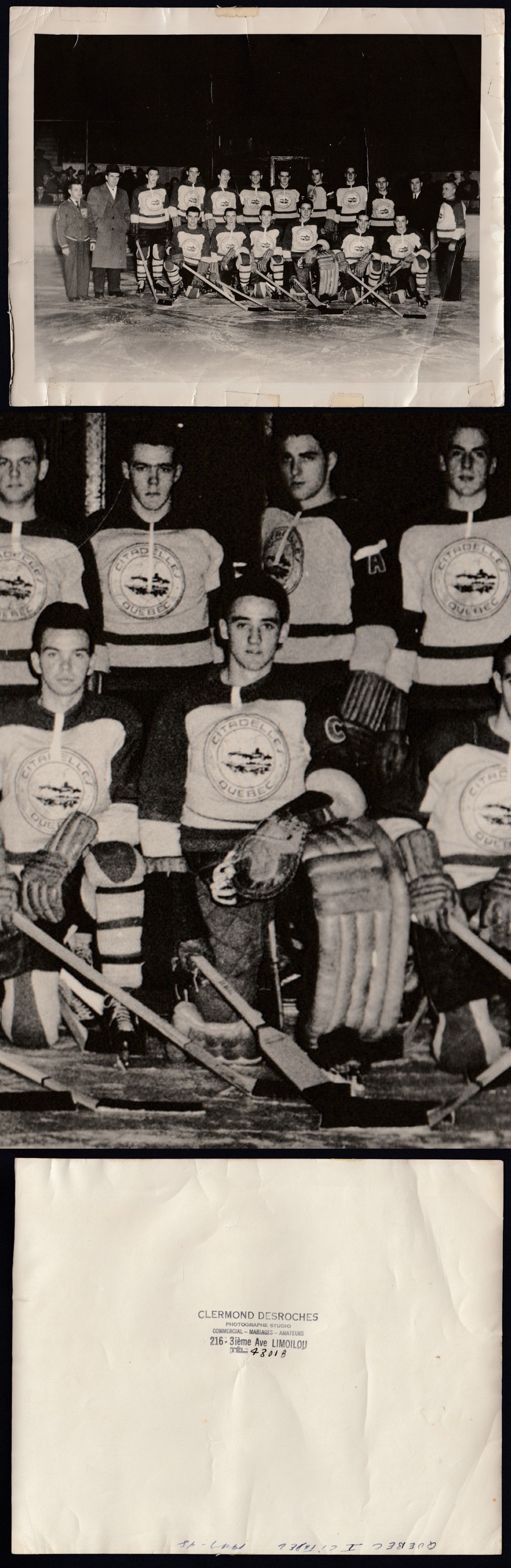 1947-48 QUEBEC CITADELLES TEAM PHOTO WITH J. PLANTE photo