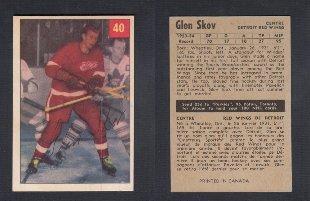 1954-55 PARKHURST HOCKEY CARD #40 G. SKOV photo 1954-55 PARKHURST HOCKEY CARD #40 G. SKOV photo
