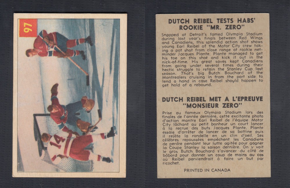 1954-55 PARKHURST HOCKEY CARD #97 DUTCH REIBEL TESTS HABS ROOKIE MR. ZERO photo 1954-55 PARKHURST HOCKEY CARD #97 DUTCH REIBEL TESTS HABS ROOKIE MR. ZERO photo