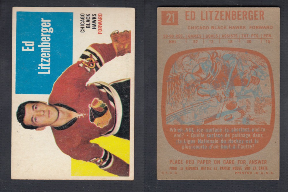 1960-61 TOPPS HOCKEY CARD #21 E. LITZENBERGER photo