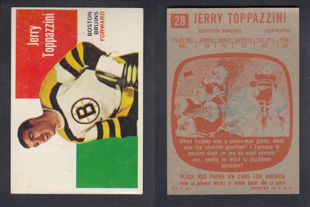 1960-61 TOPPS HOCKEY CARD #28 J. TOPPAZZINI photo 1960-61 TOPPS HOCKEY CARD #28 J. TOPPAZZINI photo