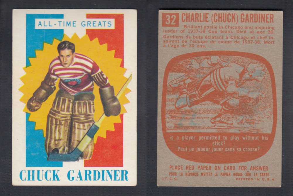 1960-61 TOPPS HOCKEY CARD #32 C. GARDINER photo 1960-61 TOPPS HOCKEY CARD #32 C. GARDINER photo