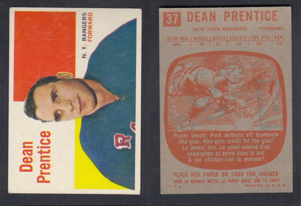 1960-61 TOPPS HOCKEY CARD #37 D. PRENTICE photo 1960-61 TOPPS HOCKEY CARD #37 D. PRENTICE photo