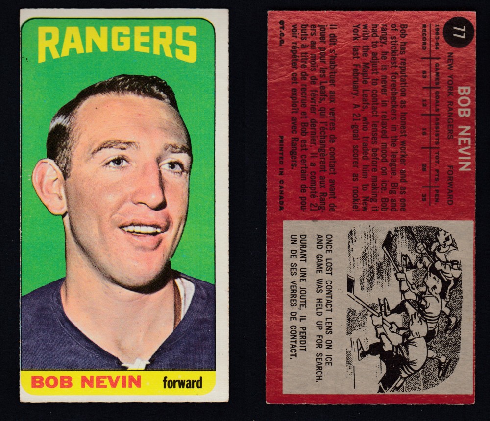 1964-65 TOPPS HOCKEY CARD #77 B. NEVIN photo 1964-65 TOPPS HOCKEY CARD #77 B. NEVIN photo
