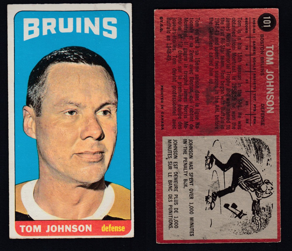 1964-65 TOPPS HOCKEY CARD #101 T. JOHNSON photo 1964-65 TOPPS HOCKEY CARD #101 T. JOHNSON photo