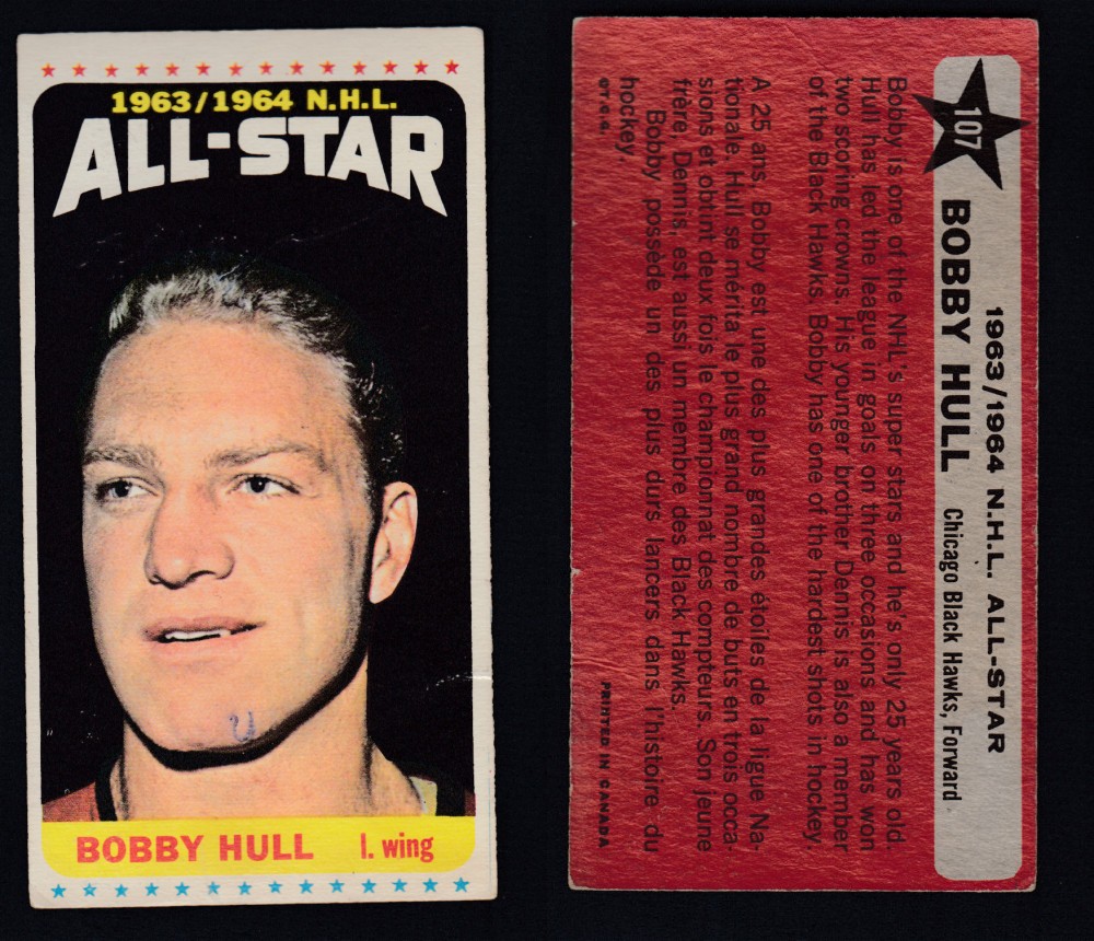 1964-65 TOPPS HOCKEY CARD #107 B. HULL photo 1964-65 TOPPS HOCKEY CARD #107 B. HULL photo