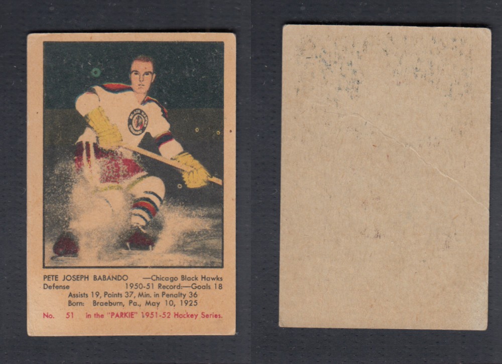 1951-52 PARKHURST HOCKEY CARD #51 P. BABANDO photo 1951-52 PARKHURST HOCKEY CARD #51 P. BABANDO photo