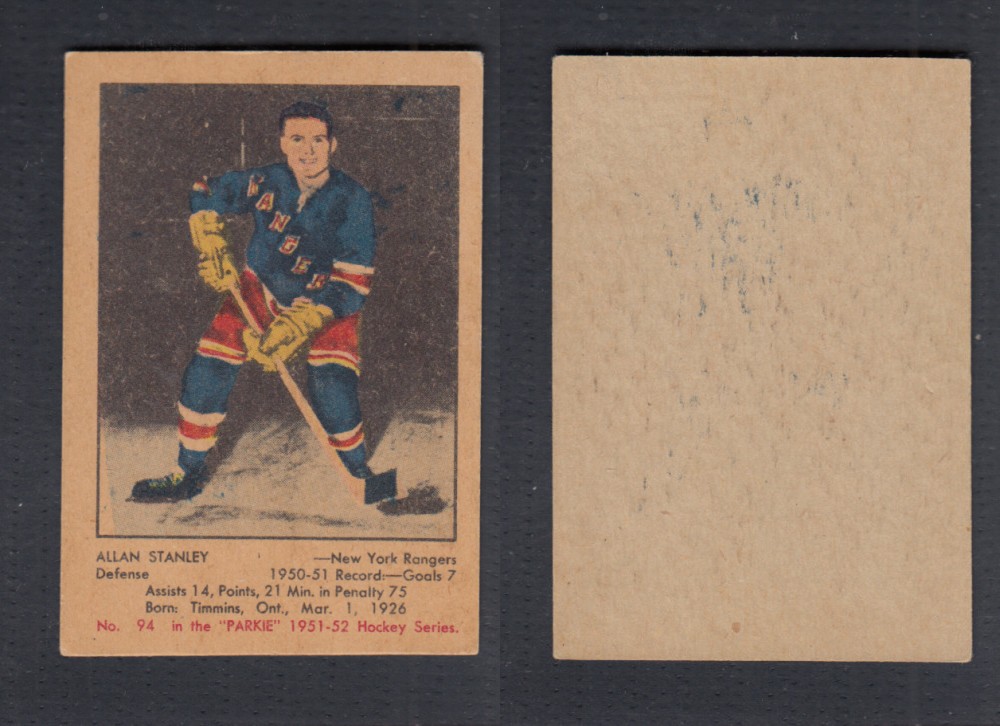 1951-52 PARKHURST HOCKEY CARD #94 A. STANLEY photo 1951-52 PARKHURST HOCKEY CARD #94 A. STANLEY photo
