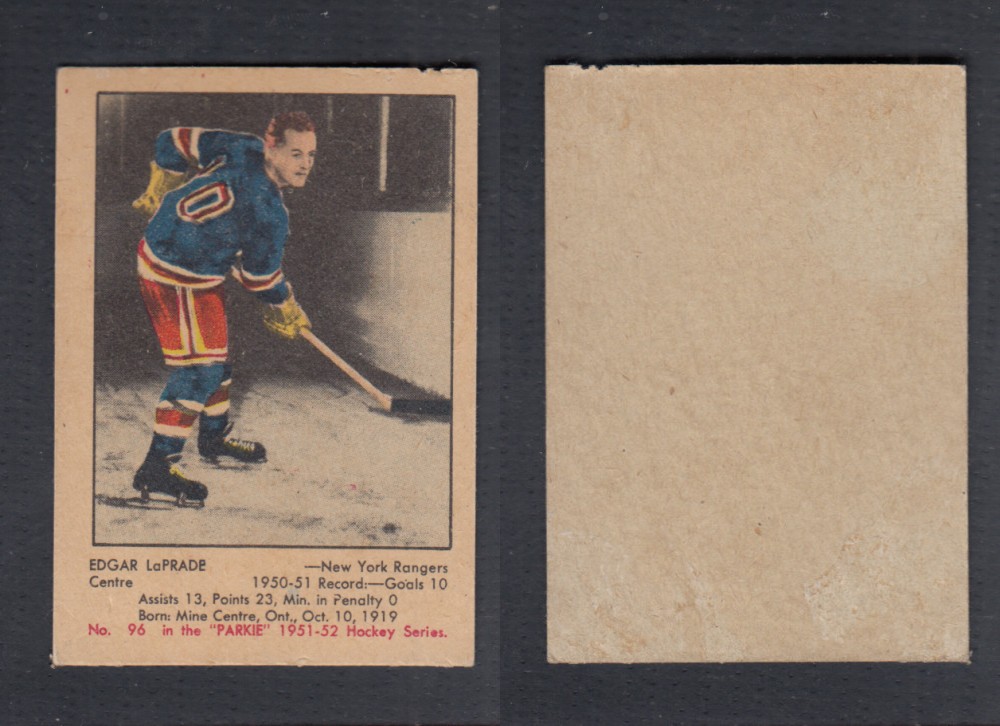 1951-52 PARKHURST HOCKEY CARD #96 E. LAPRADE photo 1951-52 PARKHURST HOCKEY CARD #96 E. LAPRADE photo