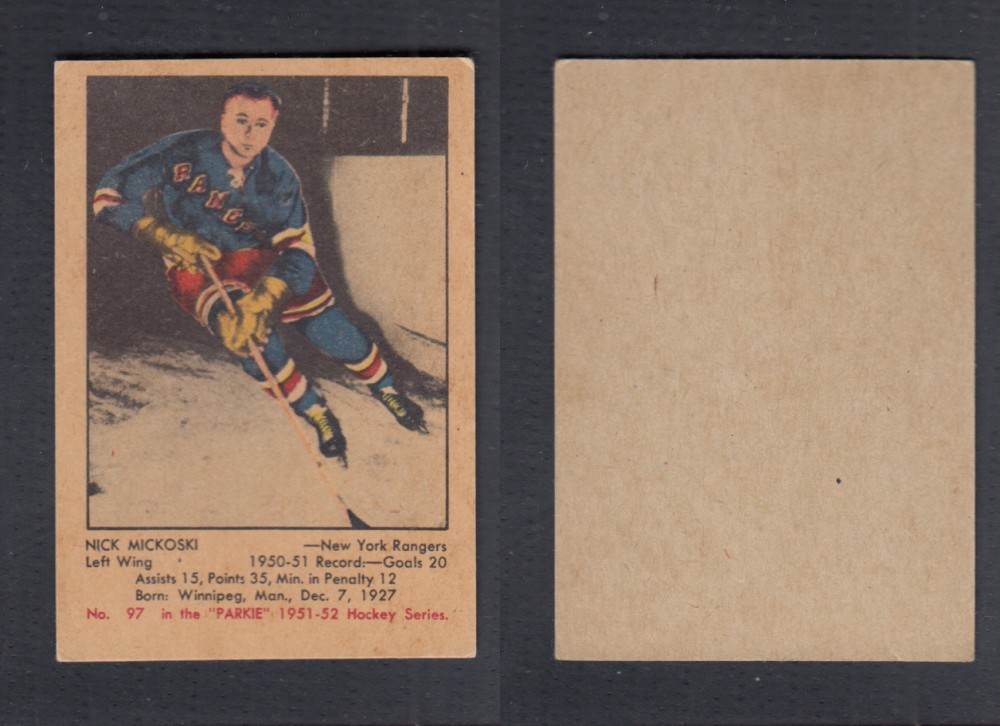 1951-52 PARKHURST HOCKEY CARD #97 N. MICKOSKI photo 1951-52 PARKHURST HOCKEY CARD #97 N. MICKOSKI photo