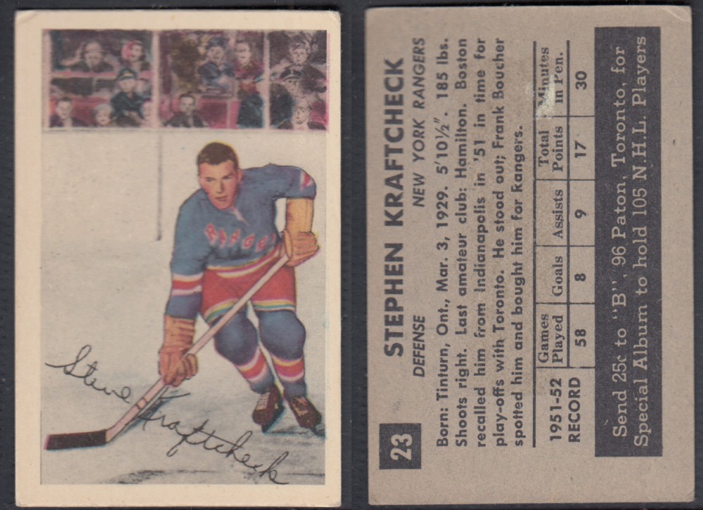 1952-53 PARKHURST HOCKEY CARD #23 S. KRAFTCHECK photo 1952-53 PARKHURST HOCKEY CARD #23 S. KRAFTCHECK photo