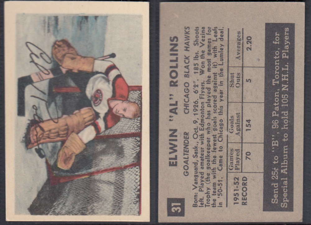 1952-53 PARKHURST HOCKEY CARD #31 E. ROLLINS photo