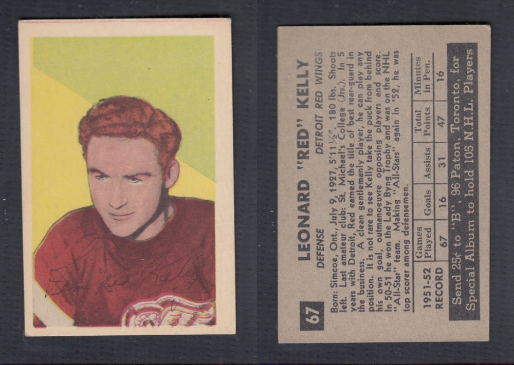 1952-53 PARKHURST HOCKEY CARD #67 L. KELLY photo 1952-53 PARKHURST HOCKEY CARD #67 L. KELLY photo
