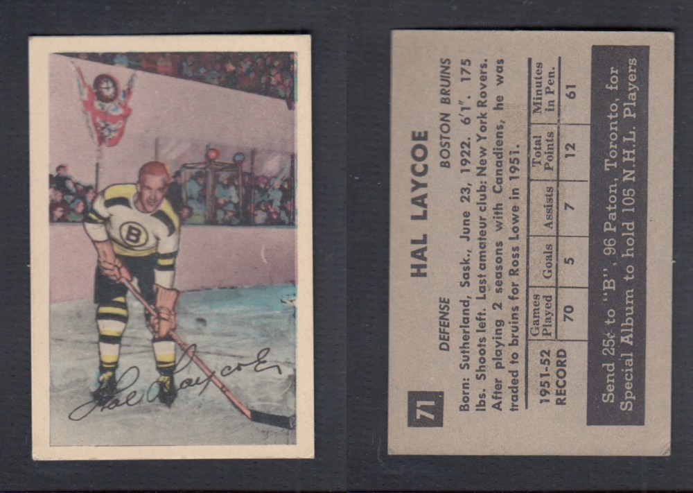 1952-53 PARKHURST HOCKEY CARD #71 H. LAYCOE photo 1952-53 PARKHURST HOCKEY CARD #71 H. LAYCOE photo