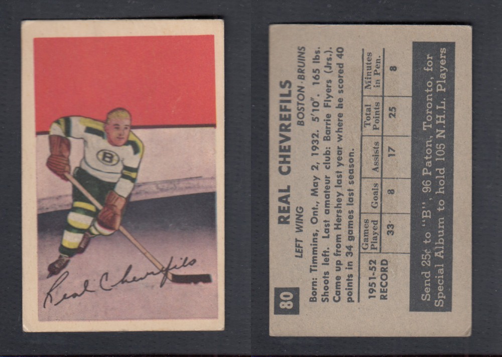 1952-53 PARKHURST HOCKEY CARD #80 R. CHEVREFILS photo 1952-53 PARKHURST HOCKEY CARD #80 R. CHEVREFILS photo