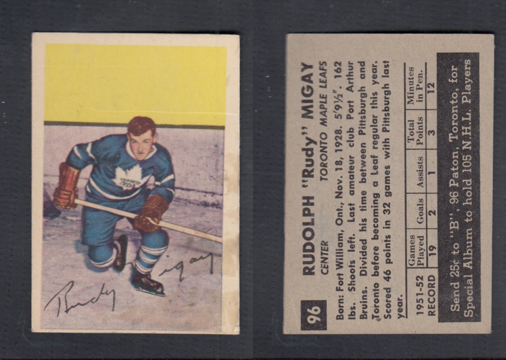 1952-53 PARKHURST HOCKEY CARD #96 R. MIGAY photo 1952-53 PARKHURST HOCKEY CARD #96 R. MIGAY photo