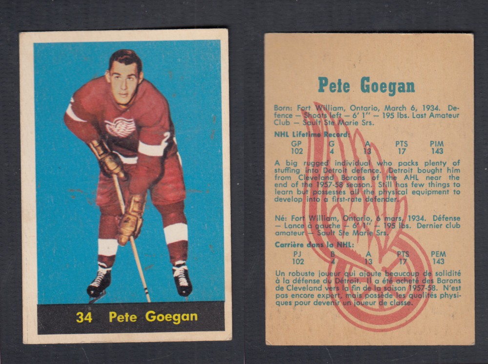 1960-61 PARKHURST HOCKEY CARD #34 P. GOEGAN photo