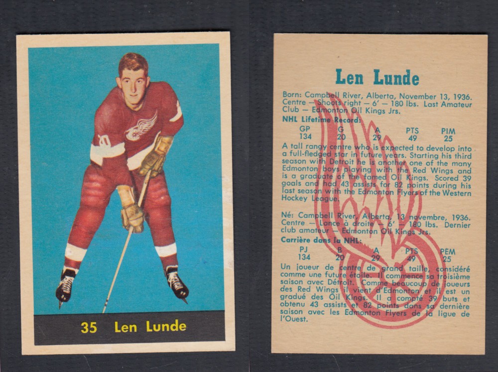 1960-61 PARKHURST HOCKEY CARD #35 L.  LUNDE photo