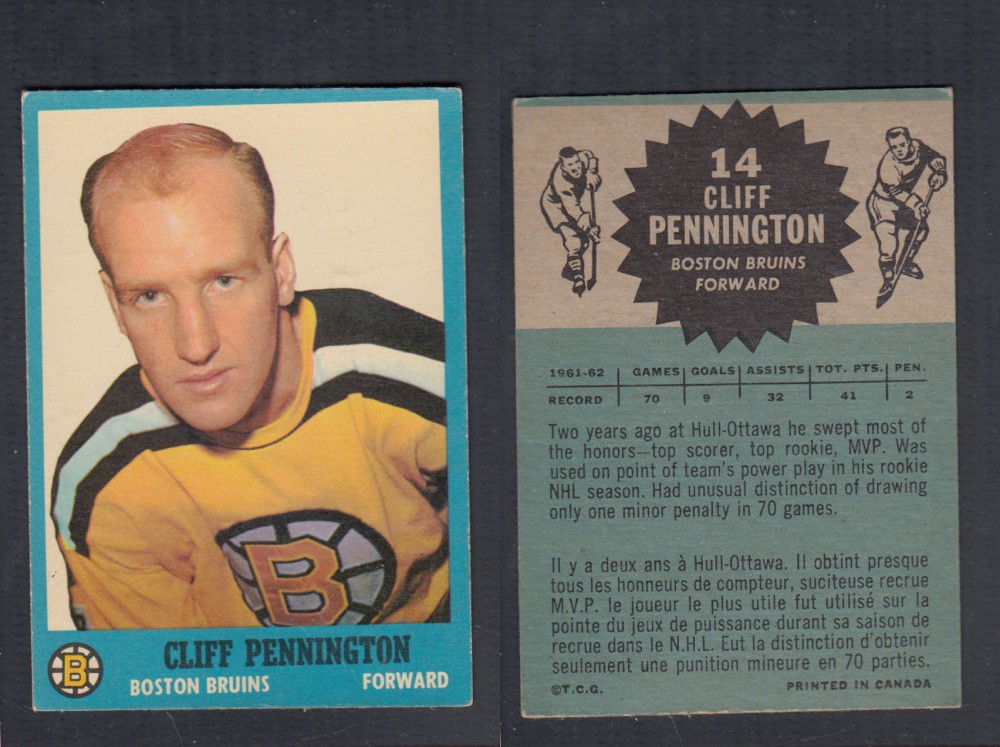 1962-63 TOPPS HOCKEY CARD #14 C. PENNINGTON photo 1962-63 TOPPS HOCKEY CARD #14 C. PENNINGTON photo