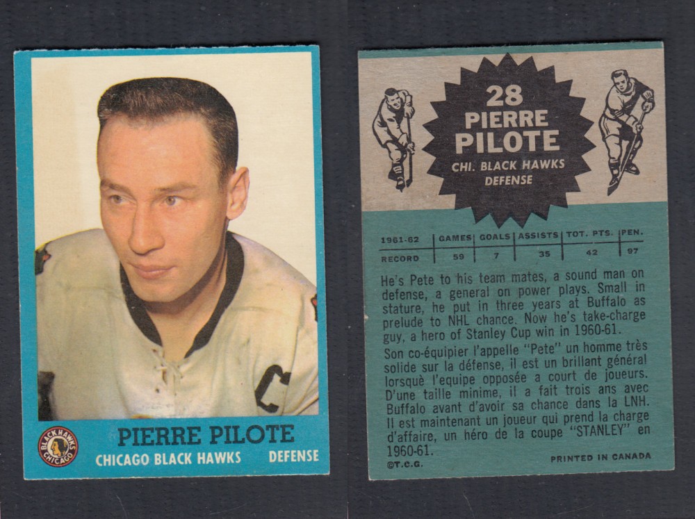 1962-63 TOPPS HOCKEY CARD #28 P. PILOTE photo 1962-63 TOPPS HOCKEY CARD #28 P. PILOTE photo