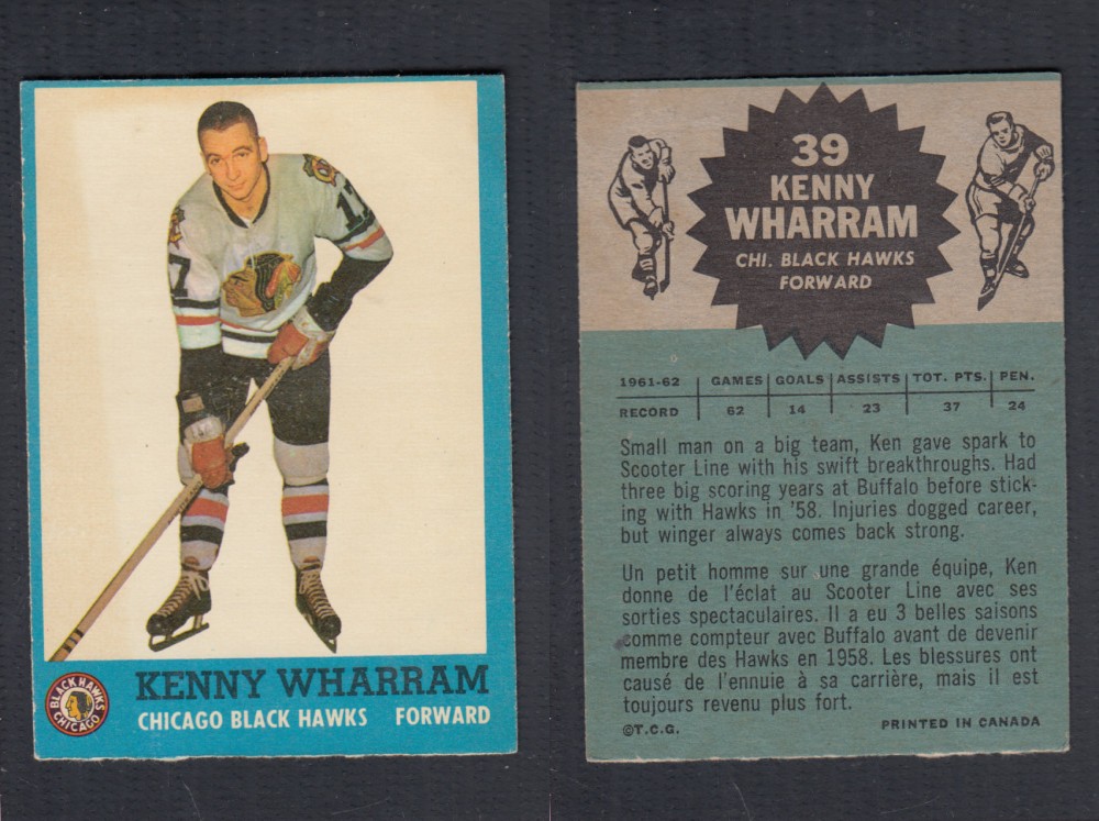 1962-63 TOPPS HOCKEY CARD #39 K. WHARRAM photo 1962-63 TOPPS HOCKEY CARD #39 K. WHARRAM photo