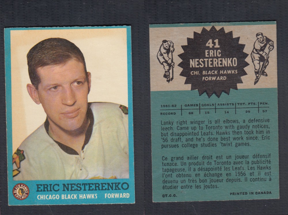 1962-63 TOPPS HOCKEY CARD #41 E. NESTERENKO photo 1962-63 TOPPS HOCKEY CARD #41 E. NESTERENKO photo