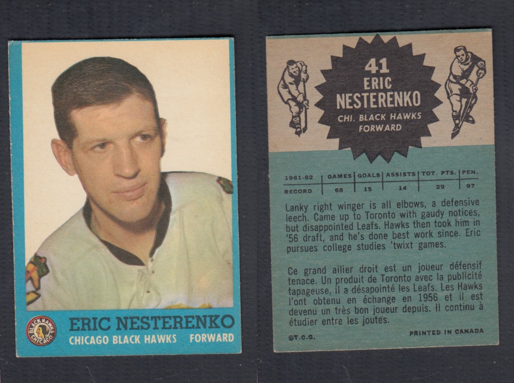 1962-63 TOPPS HOCKEY CARD #41 E. NESTERENKO photo 1962-63 TOPPS HOCKEY CARD #41 E. NESTERENKO photo