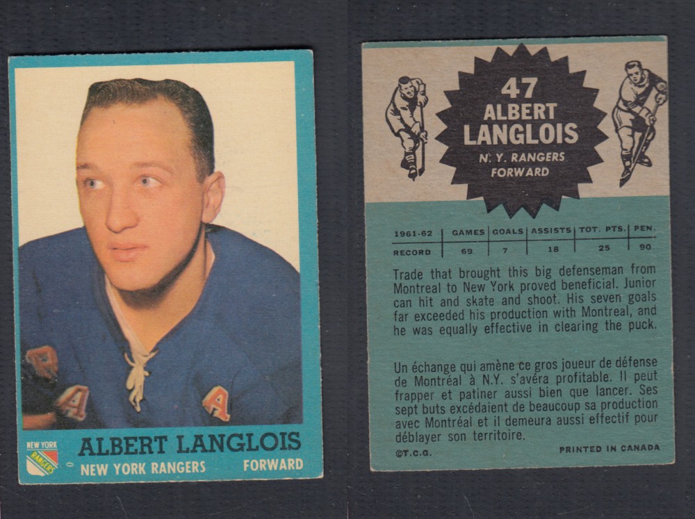 1962-63 TOPPS HOCKEY CARD #47 A. LANGLOIS photo 1962-63 TOPPS HOCKEY CARD #47 A. LANGLOIS photo