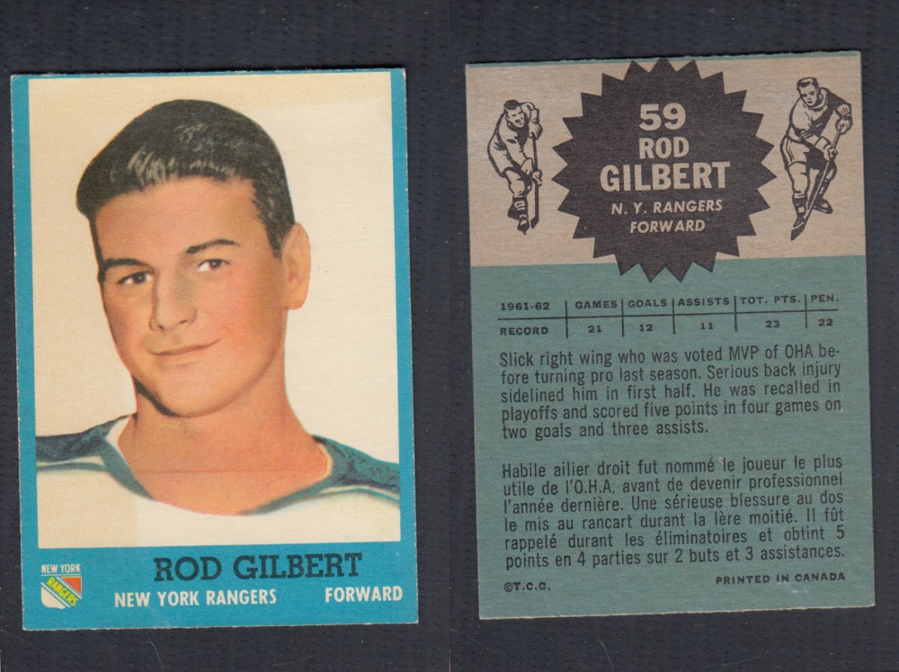 1962-63 TOPPS HOCKEY CARD #59 R. GILBERT photo 1962-63 TOPPS HOCKEY CARD #59 R. GILBERT photo