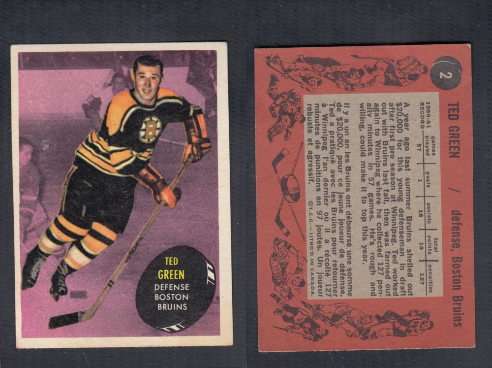 1961-62 TOPPS HOCKEY CARD #2 T. GREEN photo 1961-62 TOPPS HOCKEY CARD #2 T. GREEN photo