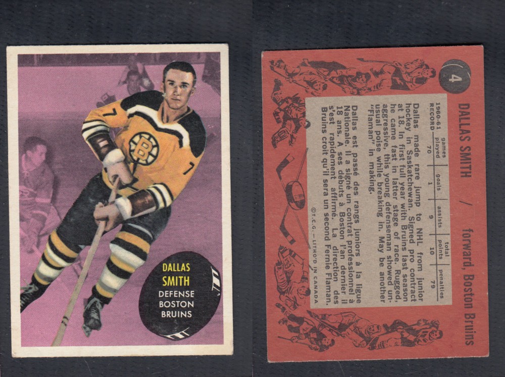 1961-62 TOPPS HOCKEY CARD #4 D. SMITH photo 1961-62 TOPPS HOCKEY CARD #4 D. SMITH photo