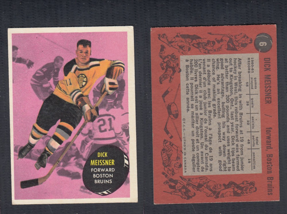 1961-62 TOPPS HOCKEY CARD #6 D. MEISSNER photo 1961-62 TOPPS HOCKEY CARD #6 D. MEISSNER photo