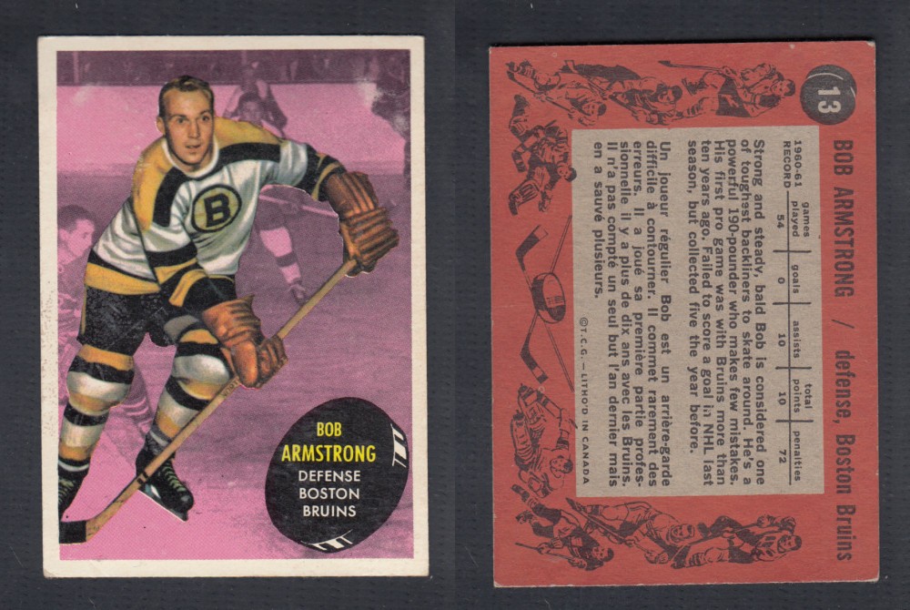 1961-62 TOPPS HOCKEY CARD #13 B. ARMSTRONG photo 1961-62 TOPPS HOCKEY CARD #13 B. ARMSTRONG photo