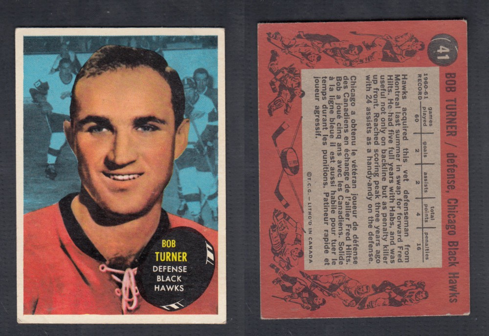 1961-62 TOPPS HOCKEY CARD #41 B. TURNER photo 1961-62 TOPPS HOCKEY CARD #41 B. TURNER photo