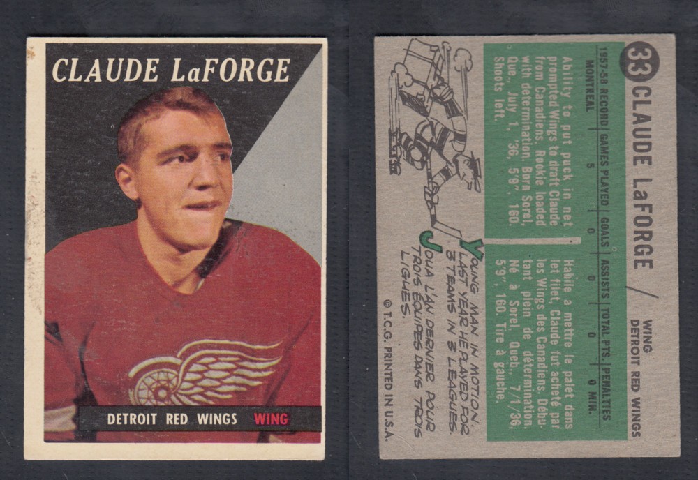 1958-59 TOPPS HOCKEY CARD #33 C. LAFORGE photo 1958-59 TOPPS HOCKEY CARD #33 C. LAFORGE photo